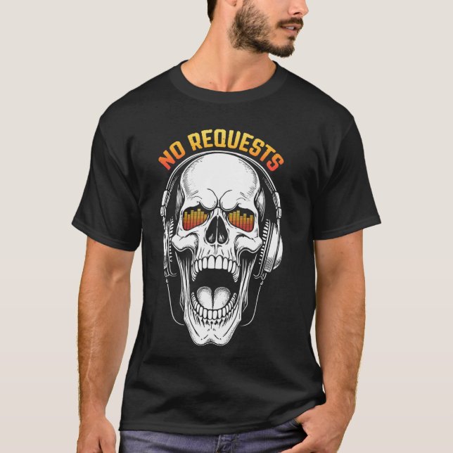 Camiseta Auriculares Skeleton DJ sin solicitudes Equalizer  (Anverso)