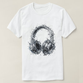 Camiseta Auriculares Splash Water Fluid Audio Music Art