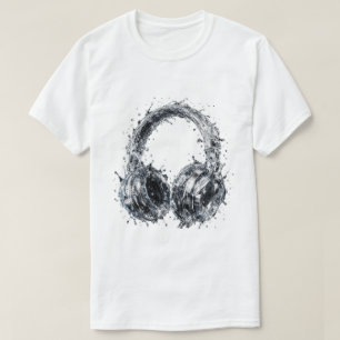Camiseta Auriculares Splash Water Fluid Audio Music Art