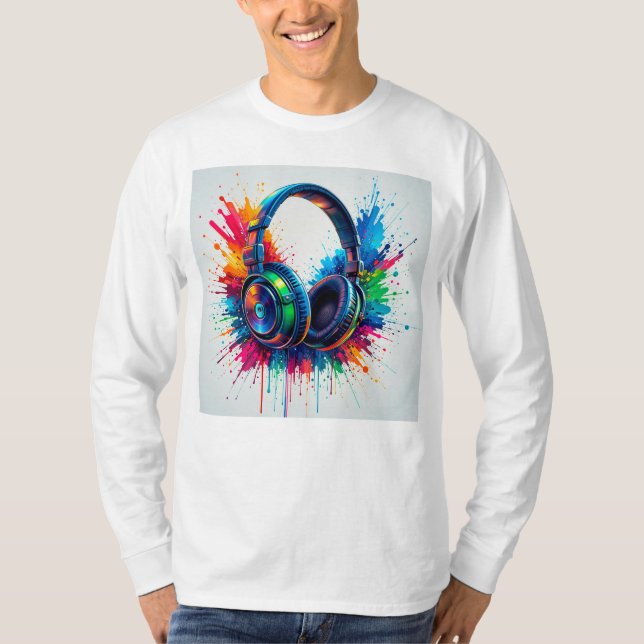 Camiseta Auriculares Vibrantes Contra Salpicaduras de Color (Anverso)