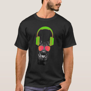 Camiseta Auriculares Y Gafas De Dj De Pastor Alemán