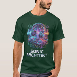 Camiseta Auriculares y mezclador DJ Sonic Architect Neon