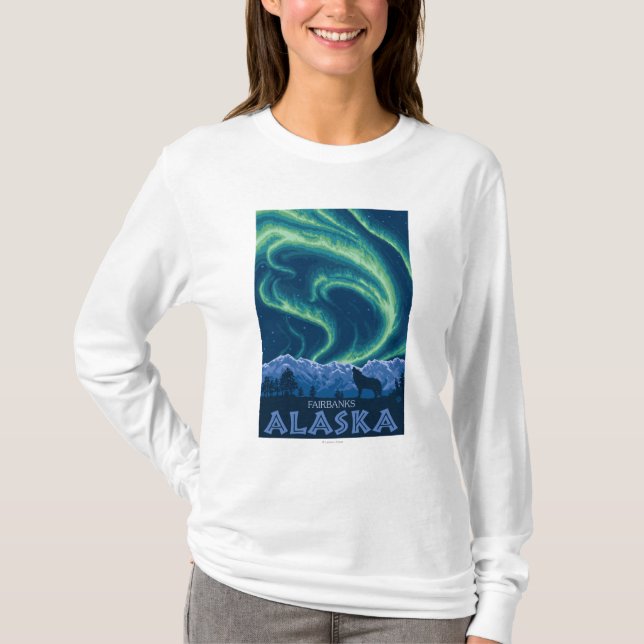 Camiseta Aurora boreal - Fairbanks, Alaska (Anverso)