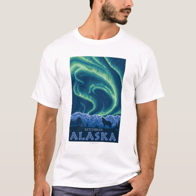 Camiseta Aurora boreal - Ketchikan, Alaska (Anverso)