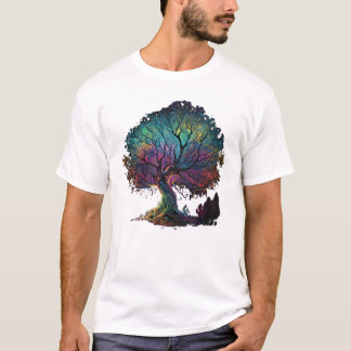 Camiseta Aurora Borealis Ilustracion de árbol iluminado T-S