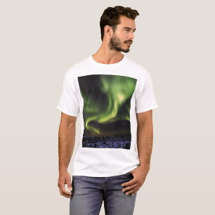 Camiseta Aurora borealis verde aterradora en el cielo de Is