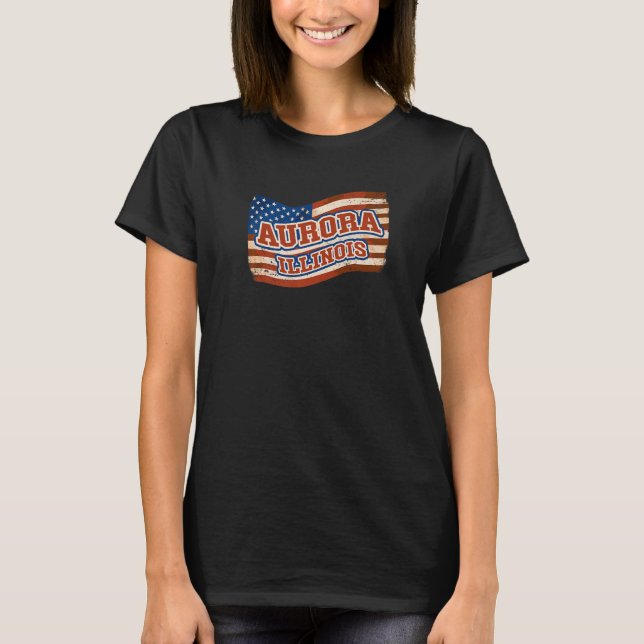 Camiseta Aurora City Illinois Bandera Americana Premium (Anverso)