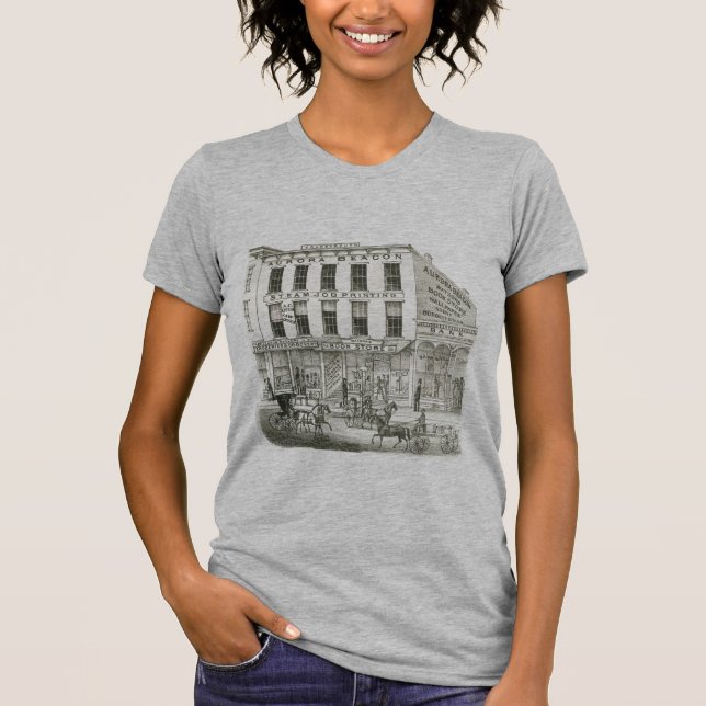 Camiseta Aurora Illinois Aurora Beacon News 1871 Stone Lith (Anverso)