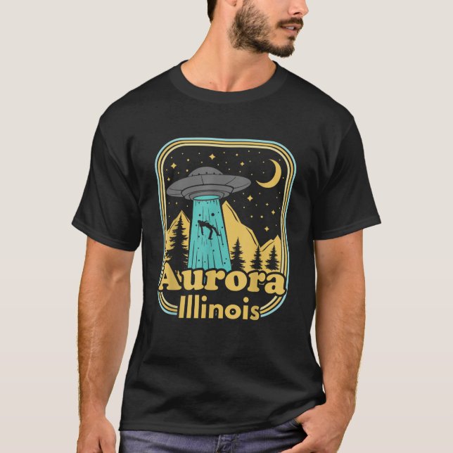 Camiseta Aurora Illinois OVNI Alien Hunter Orgullo Estatal  (Anverso)