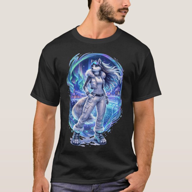 Camiseta aurora nocturna - husky (Anverso)