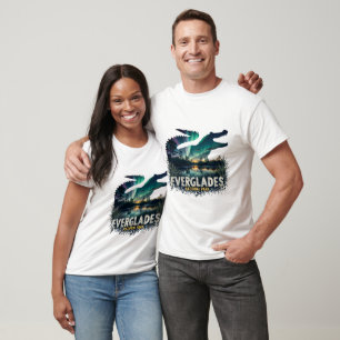 Camiseta Aurora sobre los Everglades con silueta de lagarto