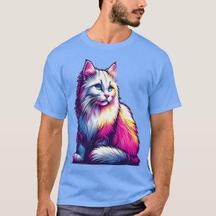 Camiseta Aurora Whiskers un gato con colores de las luces d