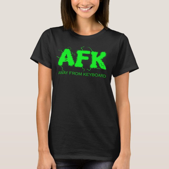 Camiseta Ausencia de AFK del juego de texto verde brillante (Anverso)