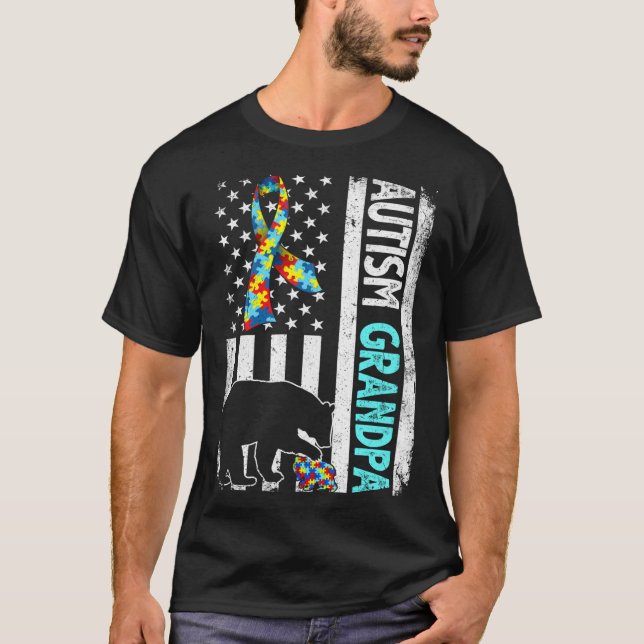 Camiseta Ausencia de autismo de bandera estadounidense con  (Anverso)