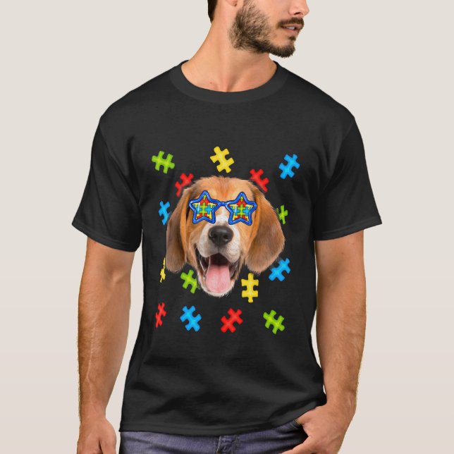 Camiseta Ausencia de gafas de sol puzzle Beagle Autism Pupp (Anverso)