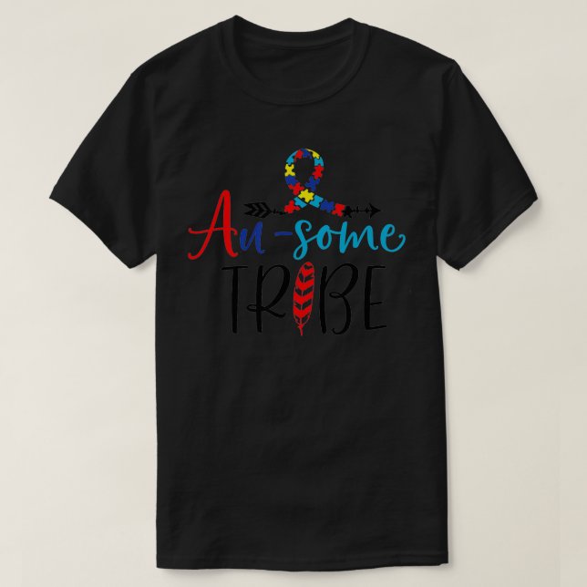 Camiseta Ausome Tribe Autism Awareness Puzzle Ribbon Matchi (Diseño del anverso)