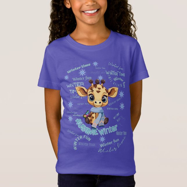 Camiseta AUsome Winter Giraffe – Cute Autism Awareness  (Anverso)