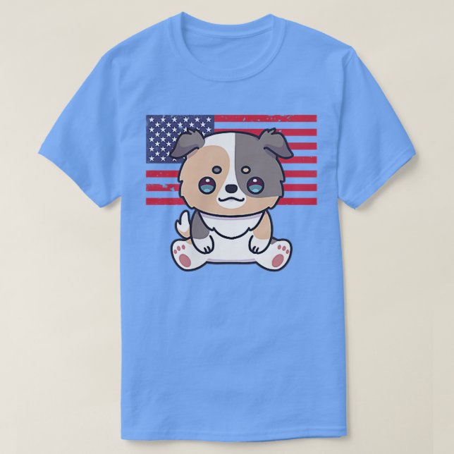 Camiseta Aussie 4 de julio Pastor Australiano Estados Unido (Diseño del anverso)