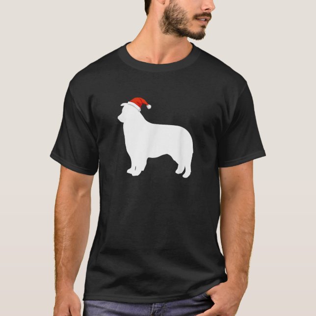Camiseta Aussie Australian Shepherd Wearing Santa Hat Chris (Anverso)