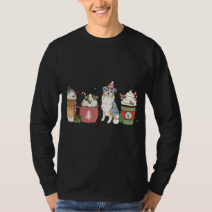 Camiseta Aussie Coffee Latte Navidades de Invierno Dog Mom
