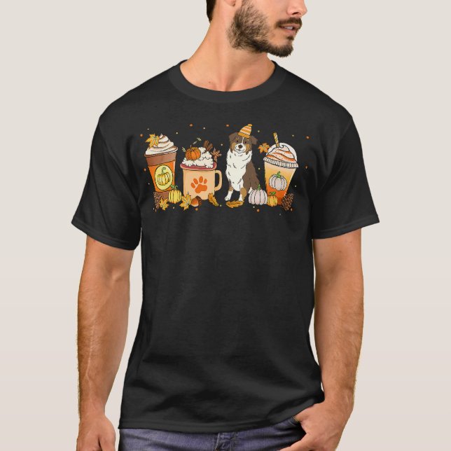 Camiseta Aussie Coffee Pumpkin Spice Dog Lovers Fall Thanks (Anverso)