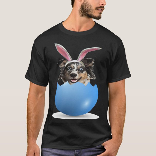 Camiseta Aussie Dog  Easter Bunny Egg Hunt Australian Sheph (Anverso)