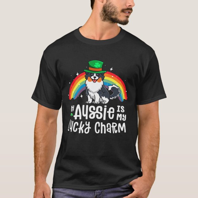 Camiseta Aussie Lucky Charm St Patricks Day dog (Anverso)