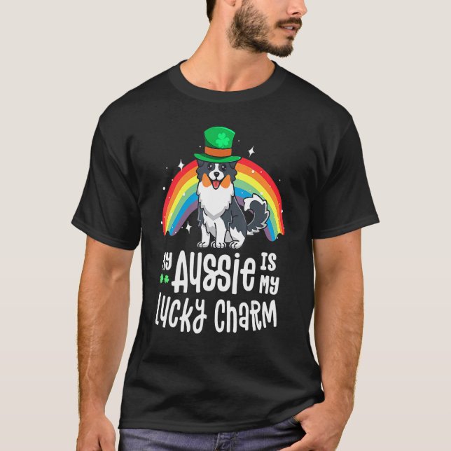 Camiseta Aussie Lucky Charm St Patricks Day Dog Australian  (Anverso)