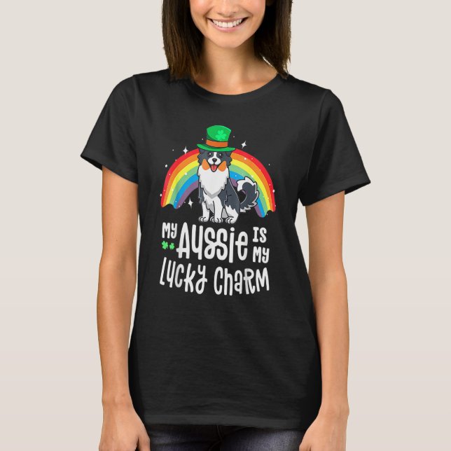 Camiseta Aussie Lucky Charm St Patricks Day Dog Australian  (Anverso)