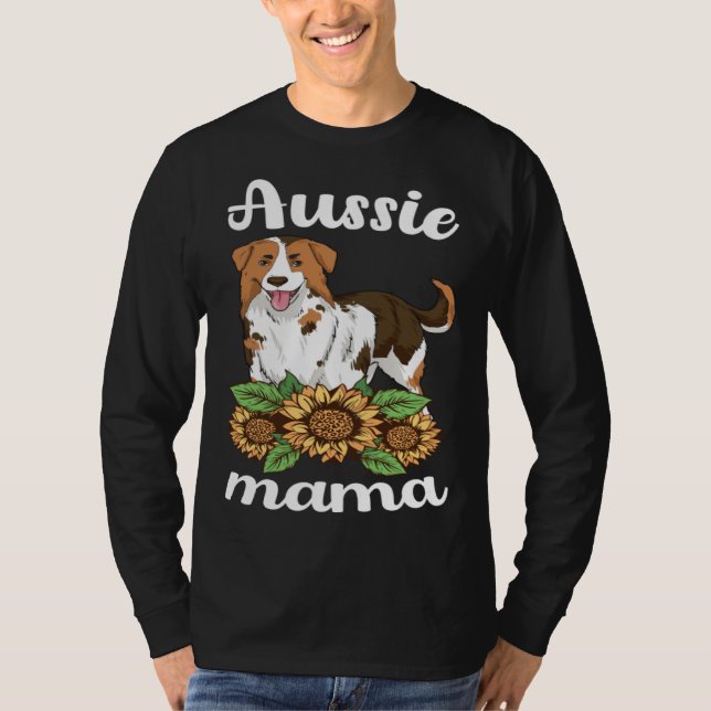 Camiseta Aussie Mama Sunflower Australian Shepherd Women Mo (Anverso)