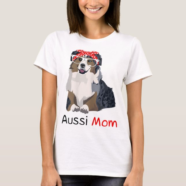 Camiseta Aussie Mom Dog Bandana Pet Lover Gift WoAussie (Anverso)