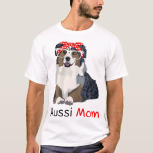 Camiseta Aussie Mom Dog Bandana Pet Lover Regalo Mujeres Au