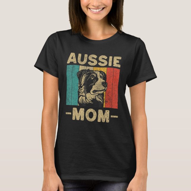 Camiseta Aussie Mom  Retro Australian Shepherd (Anverso)