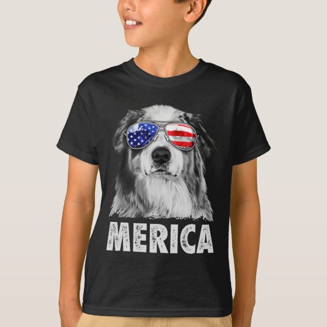 Camiseta Aussie pastor australiano 4 de julio merica (Anverso)