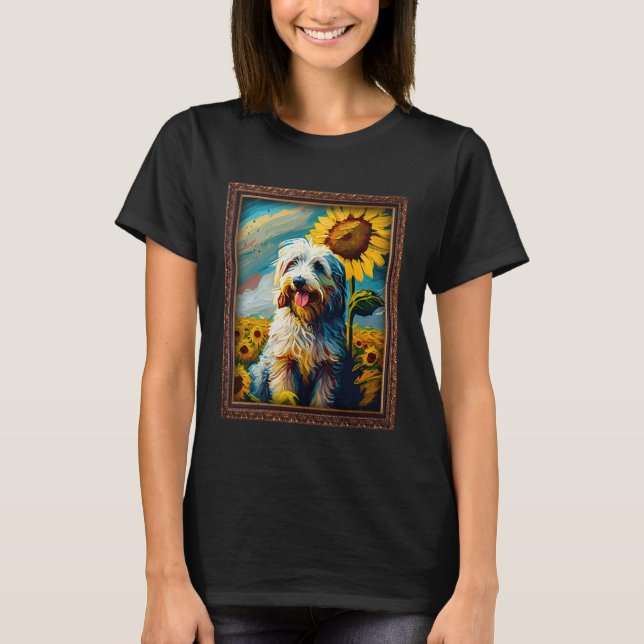Camiseta Aussiedoodle Painting Sunflower Flower Mom Women F (Anverso)