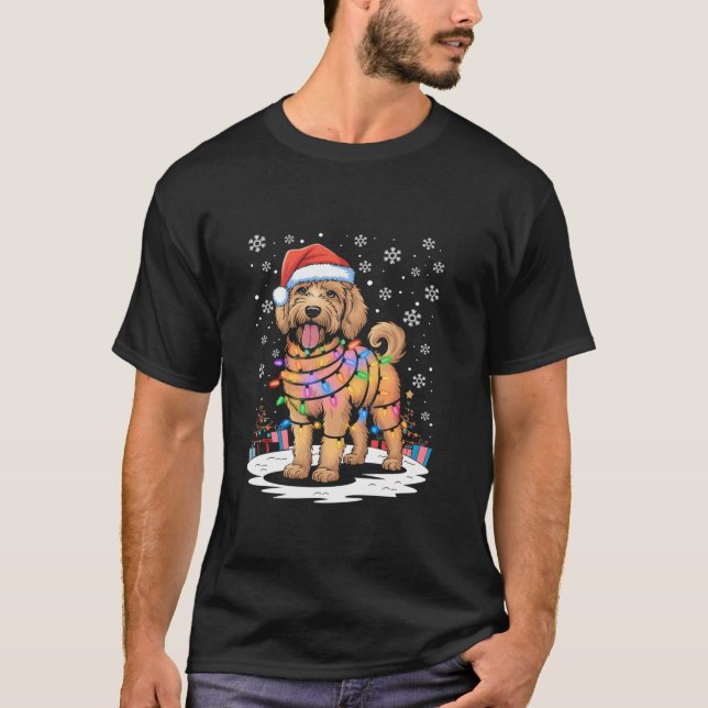 Camiseta Aussiedoodle Pequeños Navidades de Perros Encenden (Anverso)