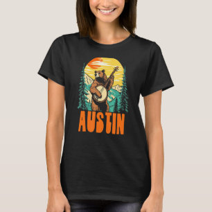 Camiseta Austin Banjo Picking Bear al aire libre y música