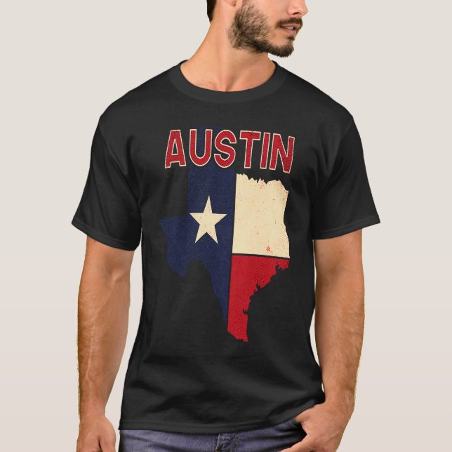Camiseta Austin City Texas Texan Flag Map (Anverso)
