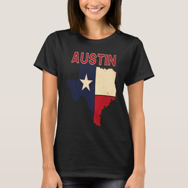 Camiseta Austin City Texas Texan Flag Map (Anverso)