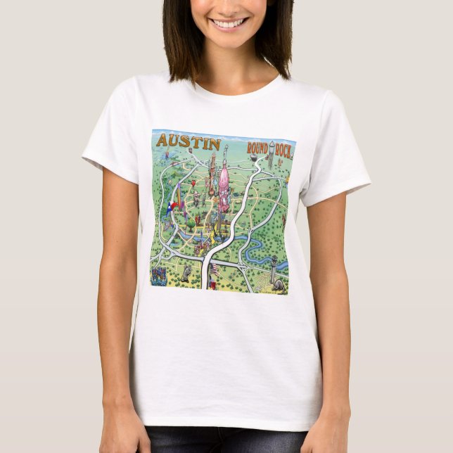 Camiseta Austin Round Rock Texas Fun Map (Anverso)