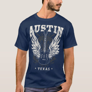 Camiseta Austin Texas Angustiado Guitar Angel Wings Music