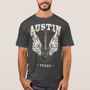 Camiseta Austin Texas Angustiado Guitar Angel Wings Music