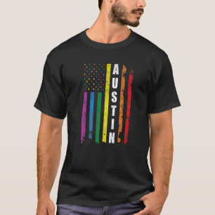 Camiseta Austin Texas Bandera Estadounidense Rainbow Gay Lg