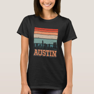 Camiseta Austin Texas EE. UU. Retro Vintage Atardecer Silue