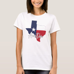 Camiseta Austin, Texas Flag Map Women's White
