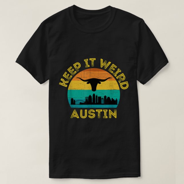 Camiseta Austin Texas Keep It Weird Longhorn  (Diseño del anverso)
