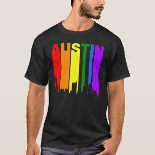 Camiseta Austin Texas Lgbtq Orgullo Gay Skyline Rainbow