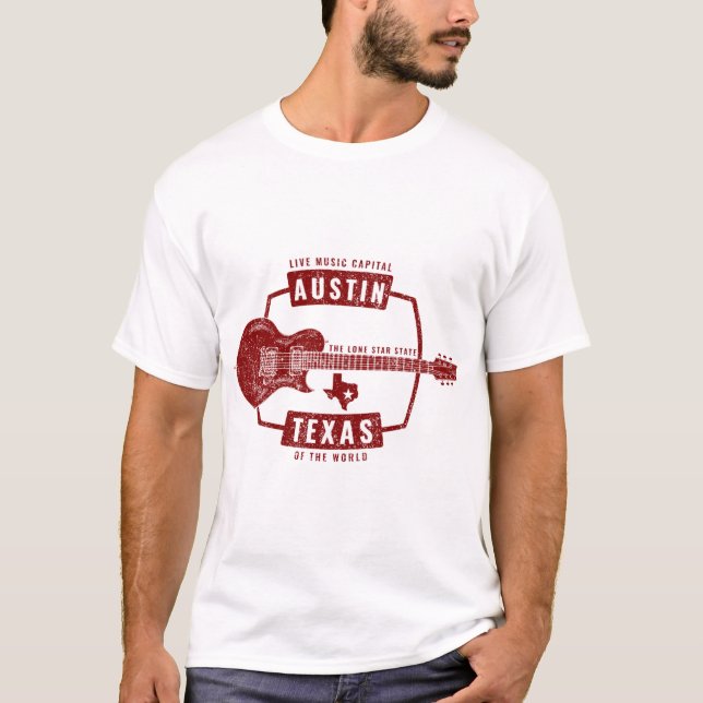 Camiseta Austin Texas Live Music Guitar (Anverso)