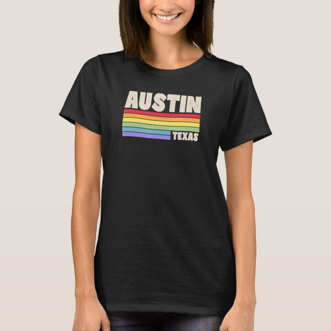 Camiseta Austin Texas Orgullo Bandera Arcoiris Orgullo Gay  (Anverso)