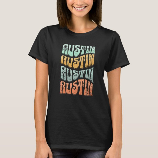 Camiseta Austin Texas Retro 60 estilo 70 con problemas 2 (Anverso)